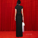 Susanna Deep V Ruched Maxi Dress