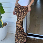 Talayah Leopard Mesh Maxi Skirt