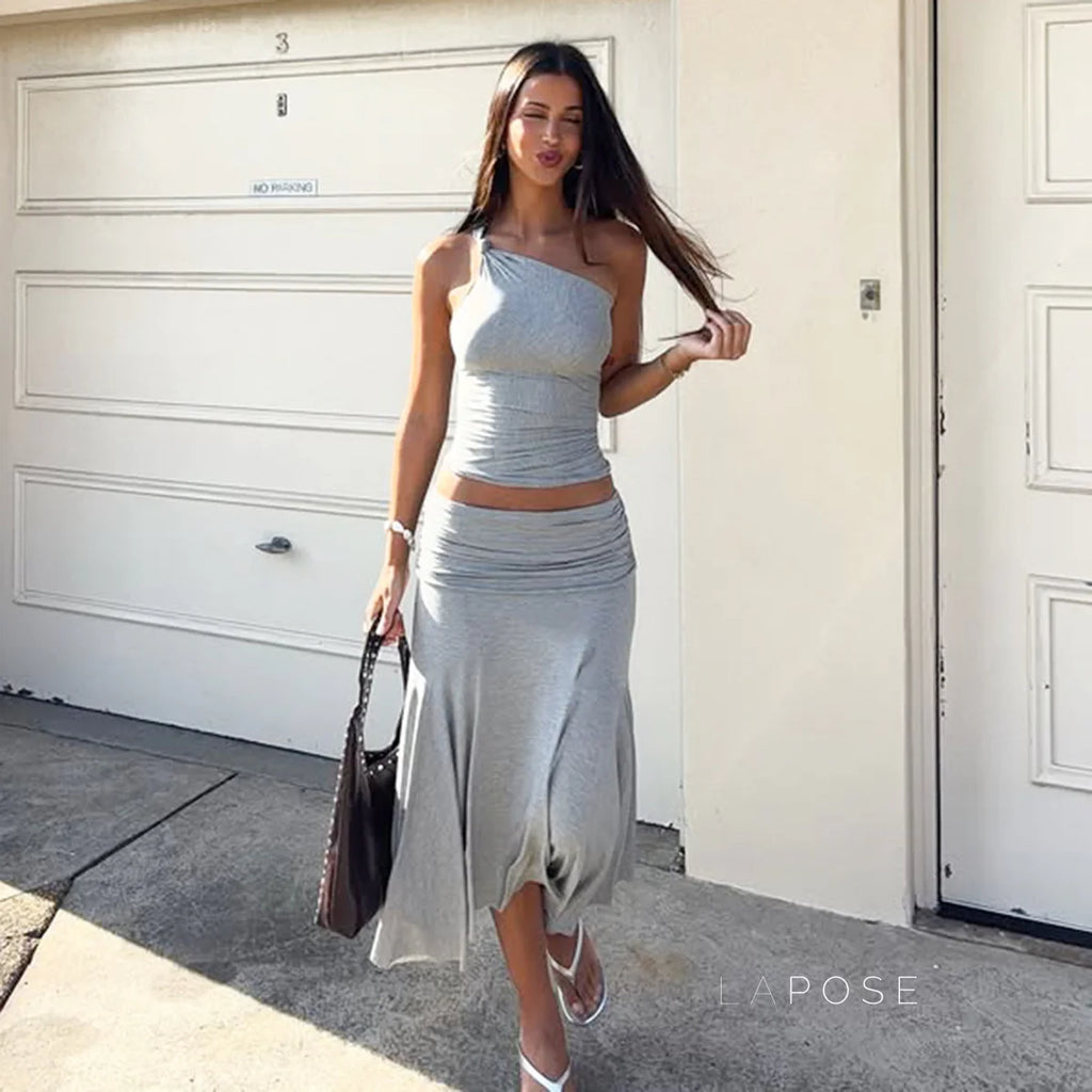 Taryn Ribbed Twist Skirt Set