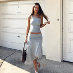 Taryn Ribbed Twist Skirt Set