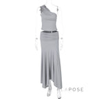 Tatum One-Shoulder Midi Skirt Set