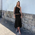 Tatum One-Shoulder Midi Skirt Set