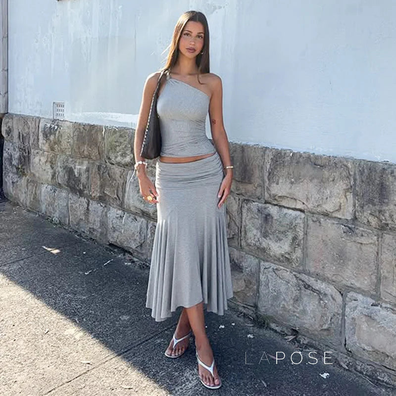 Tatum One-Shoulder Midi Skirt Set
