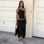 Tatum One-Shoulder Midi Skirt Set