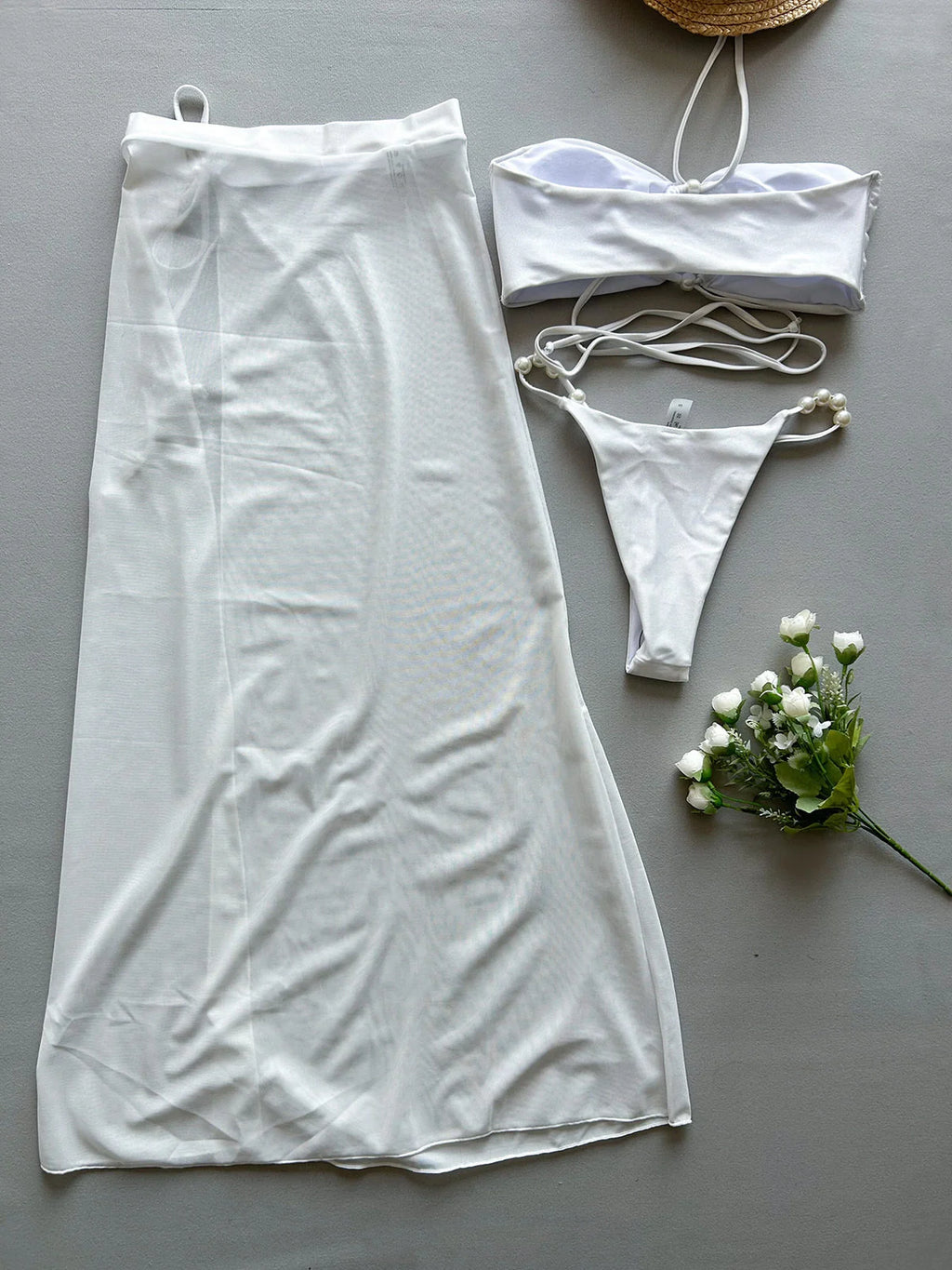 Three-Piece Bikini & Cover-Up Skirt Set