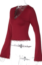 Tiara Lace Flared Sleeve Top