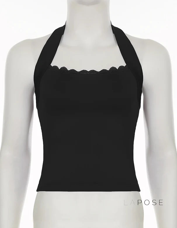Tilly Halter Lace Crop Top