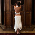 Tristan White Asymmetric Maxi Skirt