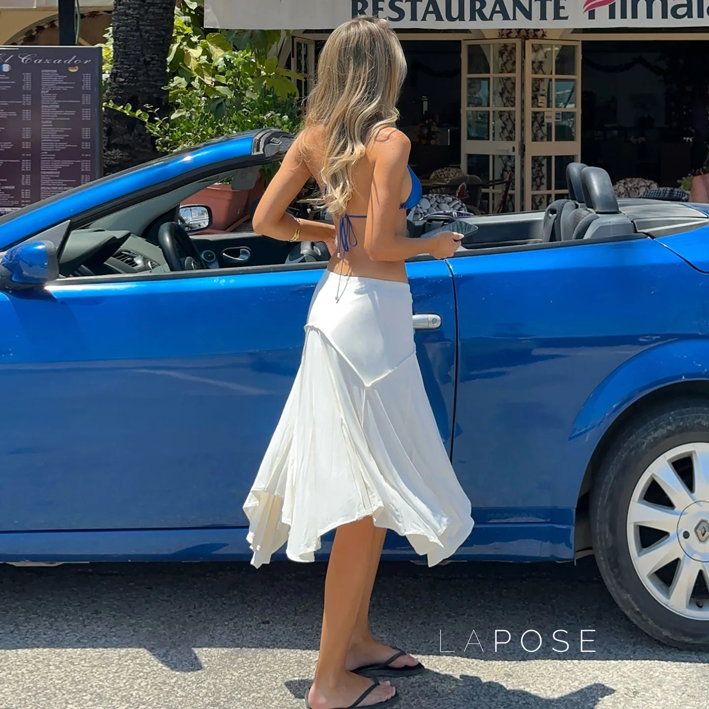 Tristan White Asymmetric Maxi Skirt