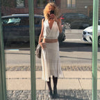 Tristan White Asymmetric Maxi Skirt
