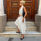 Tristan White Asymmetric Maxi Skirt
