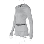 Two-Piece Hooded Zip-Up Short Set
