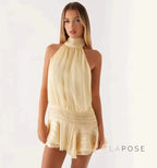 Winter Halter Satin Mini Dress