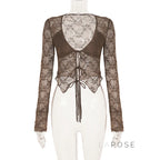 Xaria Sheer Lace-Up Cardigan