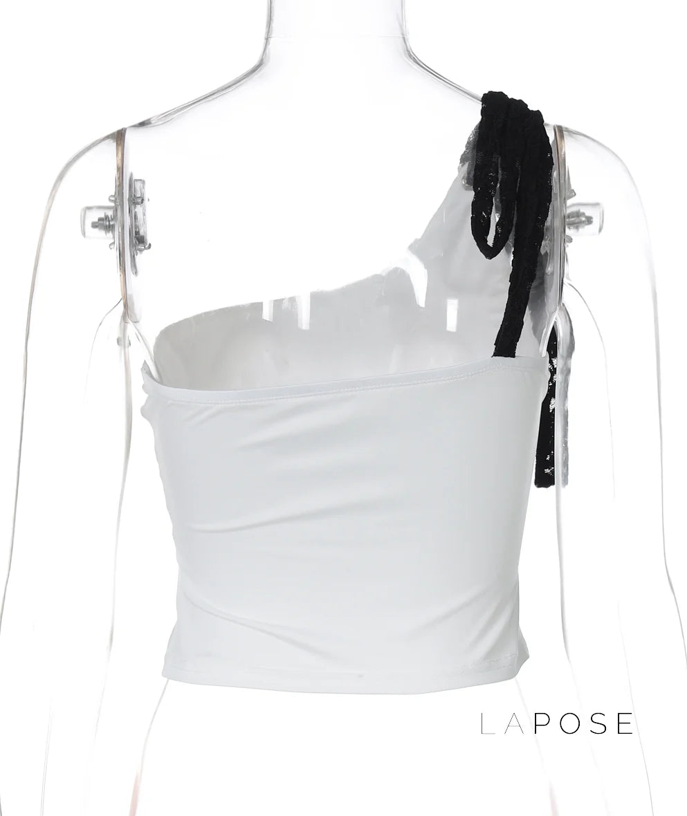 Yaneth One-Shoulder Lace Camisole