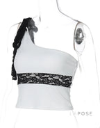 Yaneth One-Shoulder Lace Camisole