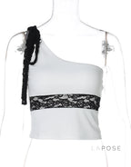 Yaneth One-Shoulder Lace Camisole