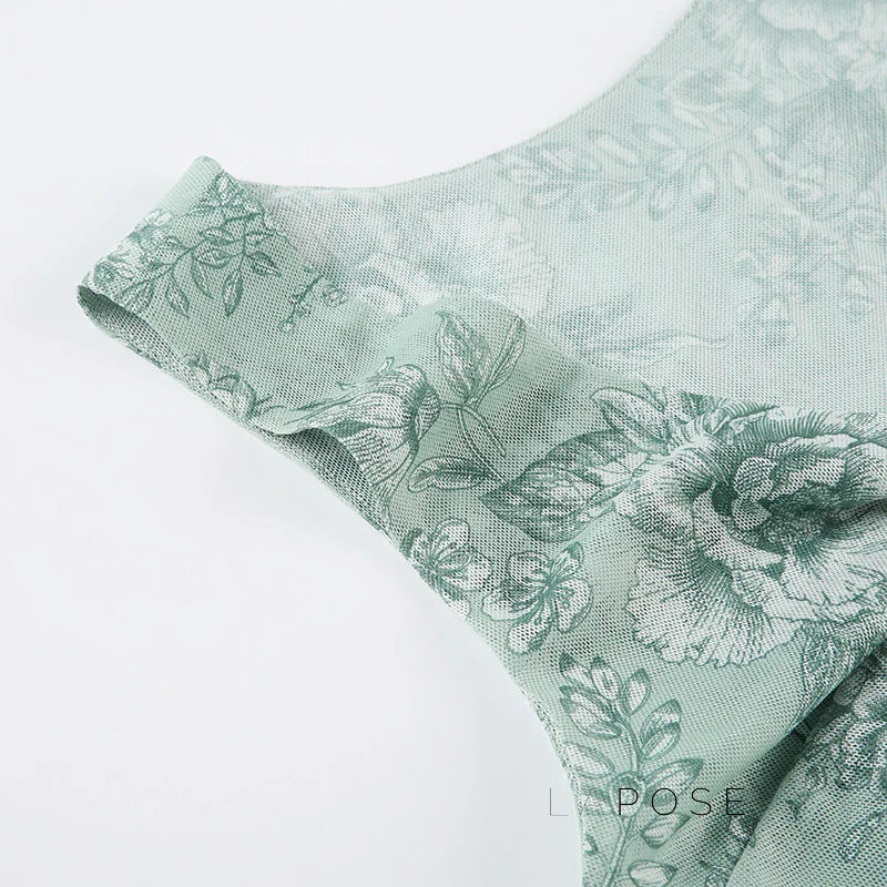 Yehudis Twisted Floral Mesh Top