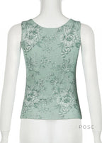 Yehudis Twisted Floral Mesh Top