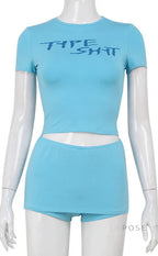 Zahraa Sporty Letter Short Set