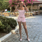 Zaire Bow Pleated Short Set