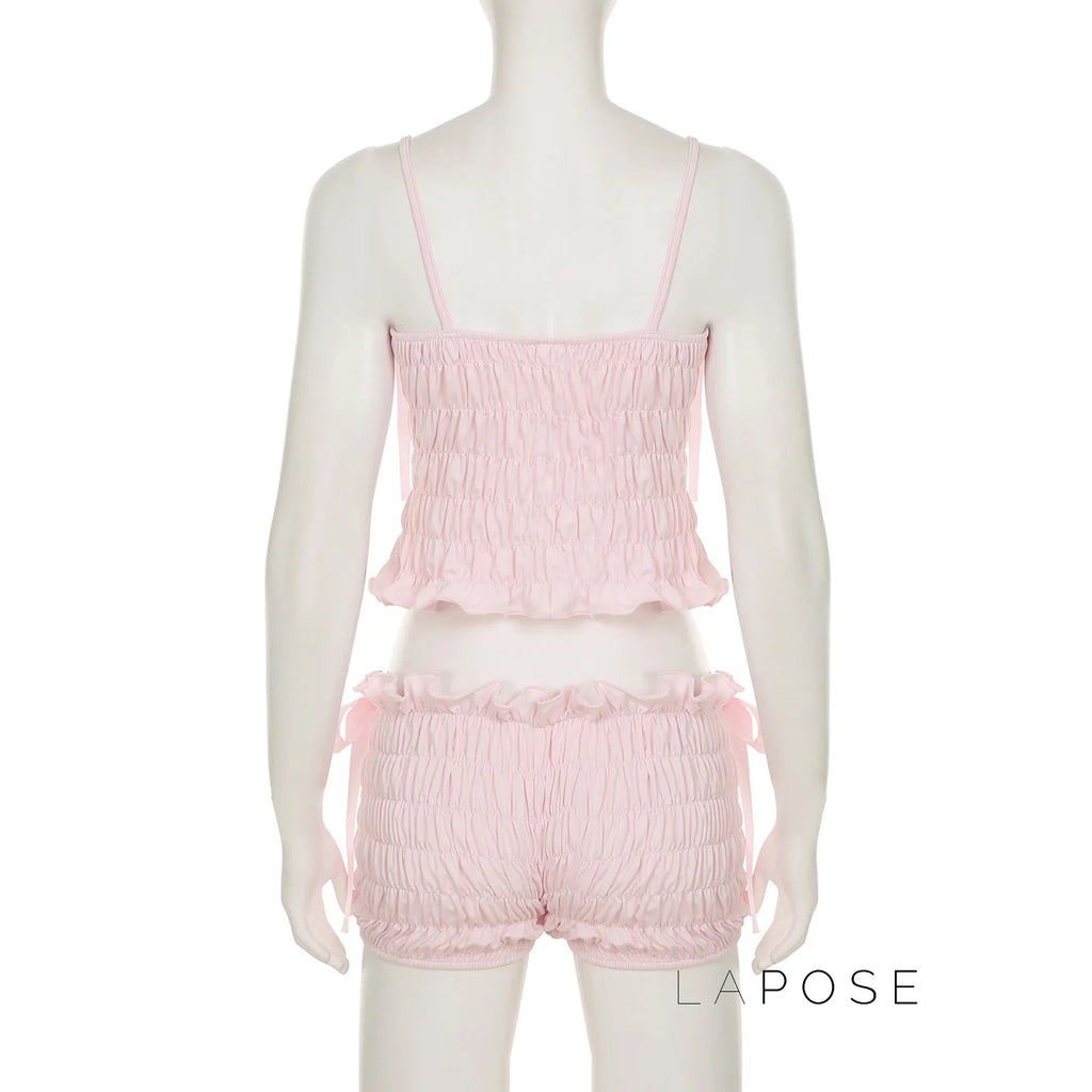 Zaire Bow Pleated Short Set