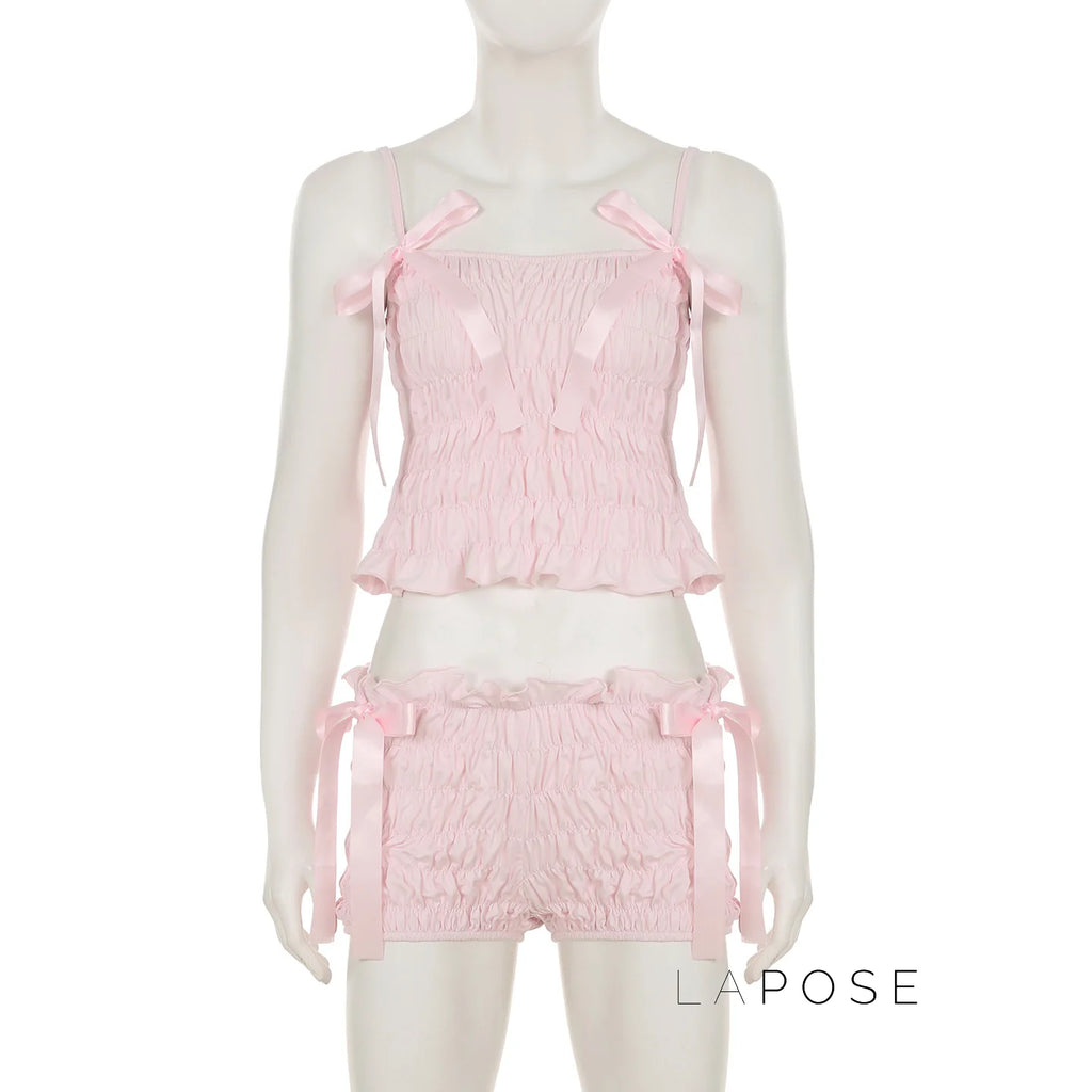 Zaire Bow Pleated Short Set