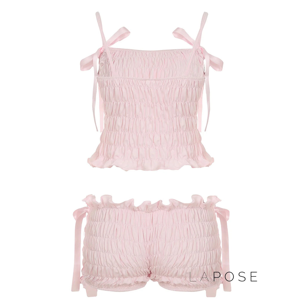 Zaire Bow Pleated Short Set