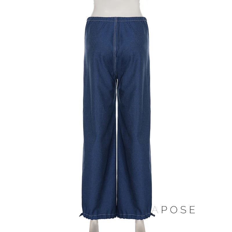 Zamara Faux Denim Wide-Leg Pants