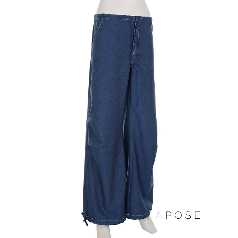 Zamara Faux Denim Wide-Leg Pants