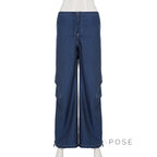 Zamara Faux Denim Wide-Leg Pants