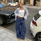 Zamara Faux Denim Wide-Leg Pants