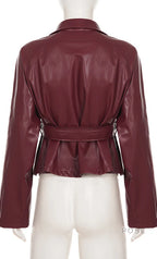 Zamiah Red Faux Leather Jacket