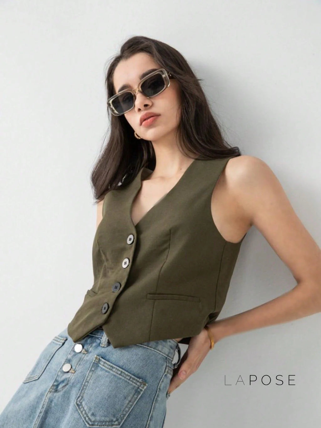 Zuri Cropped Button-Up Vest