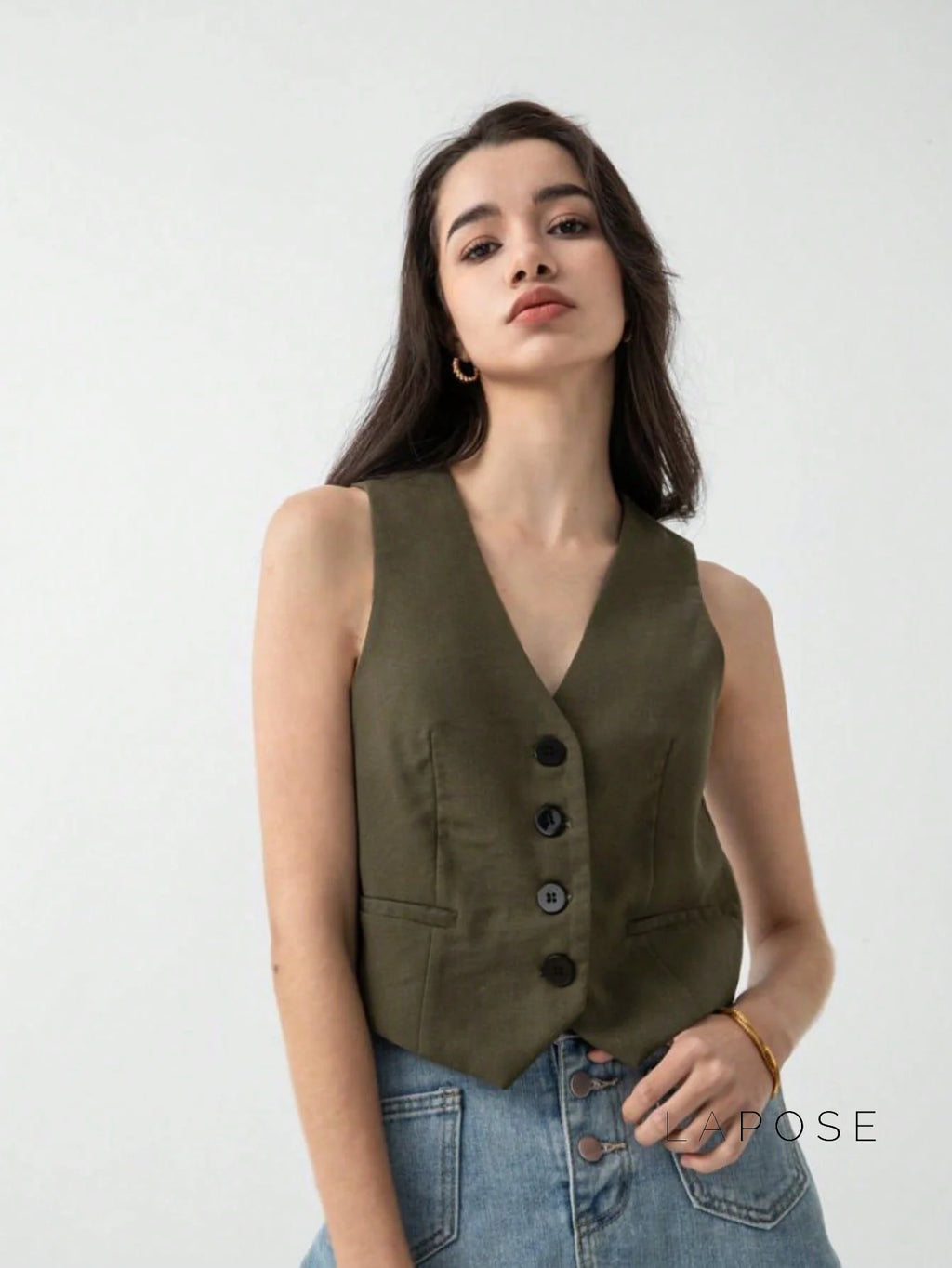 Zuri Cropped Button-Up Vest