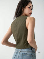 Zuri Cropped Button-Up Vest
