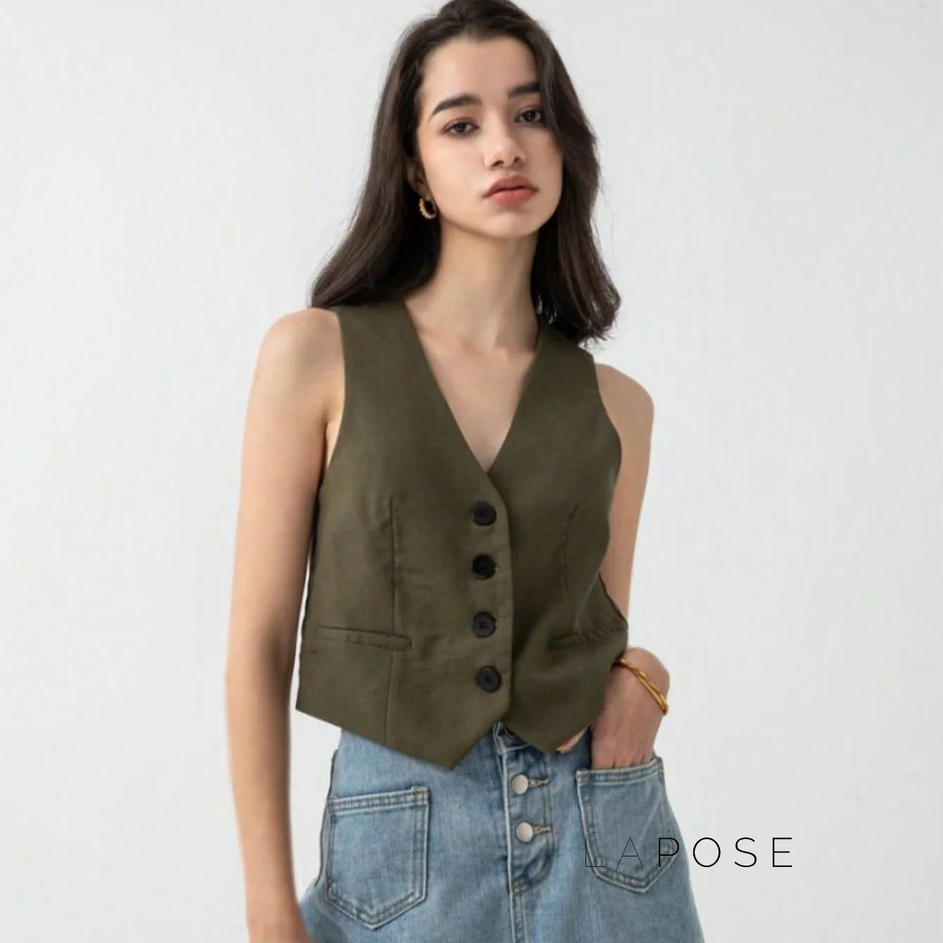 Zuri Cropped Button-Up Vest