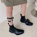 Lavish Block Heel Gothic Ankle Boot