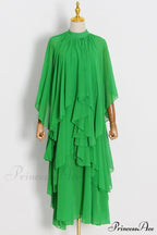 Layered Elegant Silk-Georgette Gown
