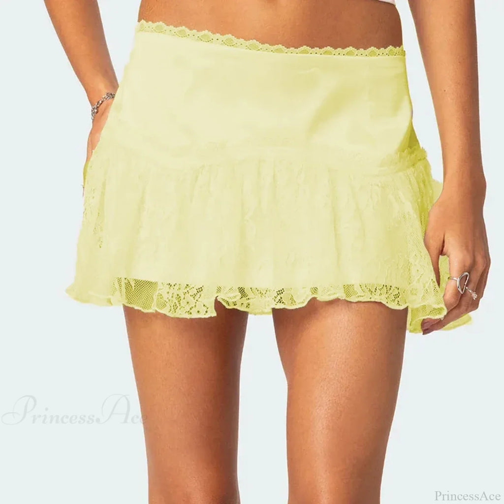 Layered Lace Flowy Ruffle Skirt