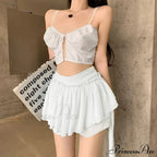 Layered Mesh Stylish Ruffle Mini Skirt