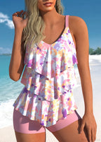 Layered Strap Printed Beach Two Piece Set