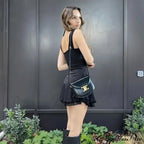 Layered Two Tone Strap Graceful Tie Up Mini Dress