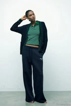 Lazy Style Contrasting V-neck Cardigan