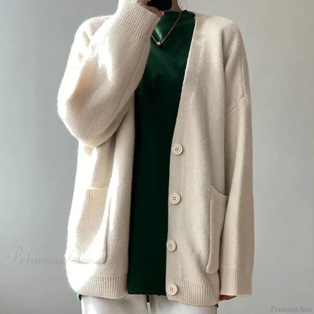Lazy Wind Yellow Single-Breasted Knit Cardigan