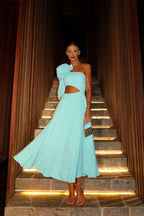 Lucía Exclusive Midi Dress with Floral Cut Out Elevated Occasion Wear