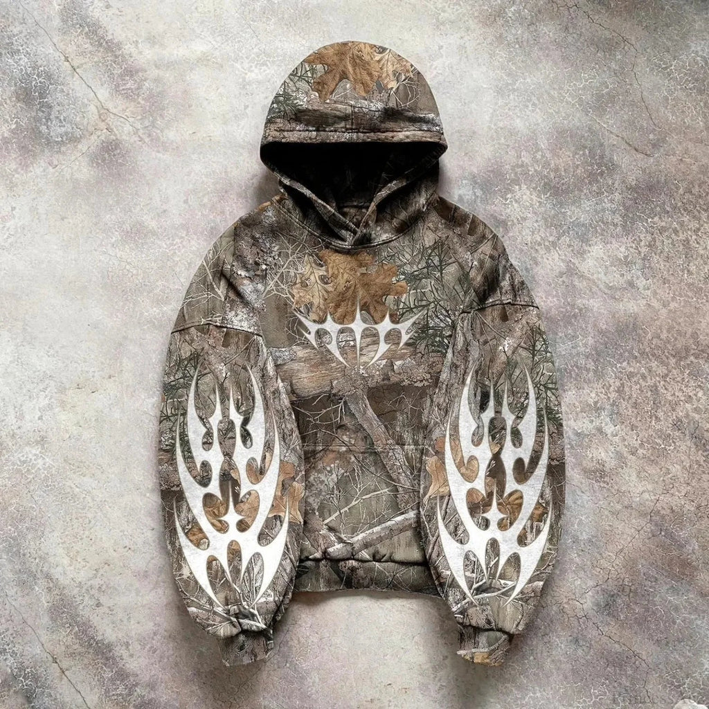 Leaf Camouflage Loose Sweatshirt Hoodie
