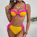 Leaf Print Halter Retro Two Piece Set