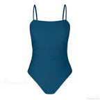 Leaf Print Shirred Square Neck One Piece Set