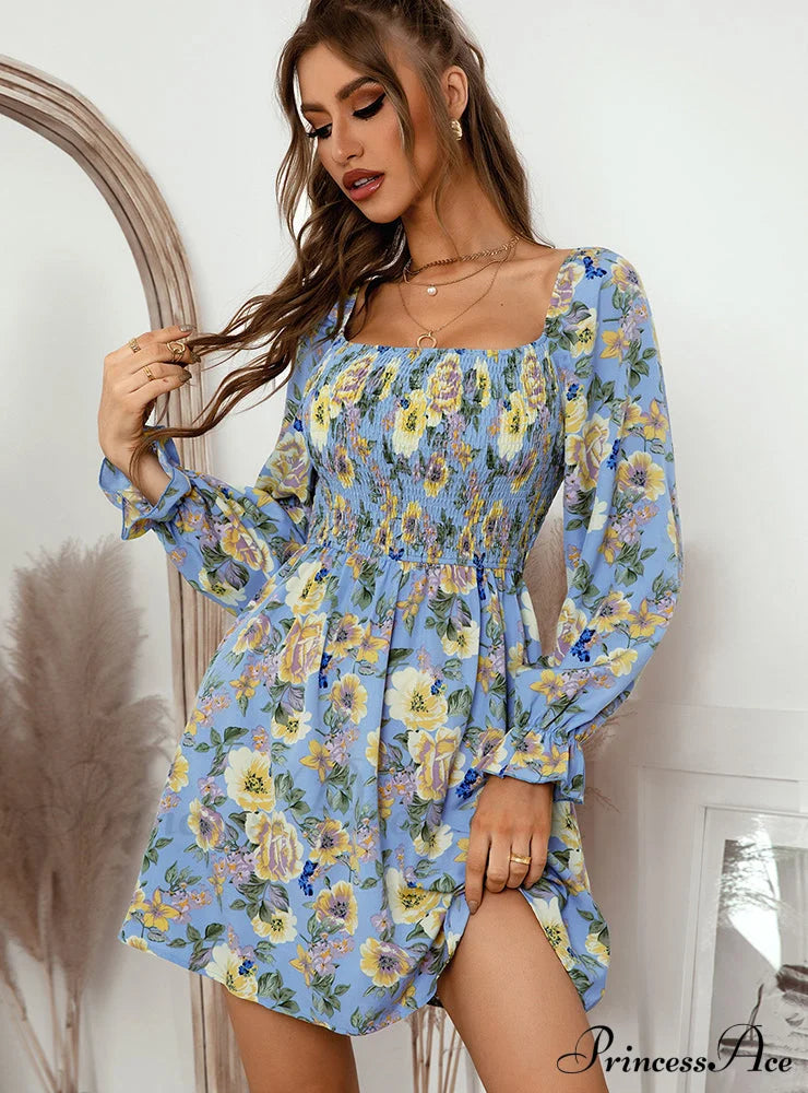 Leaf Print Sleeveless Midi Dress